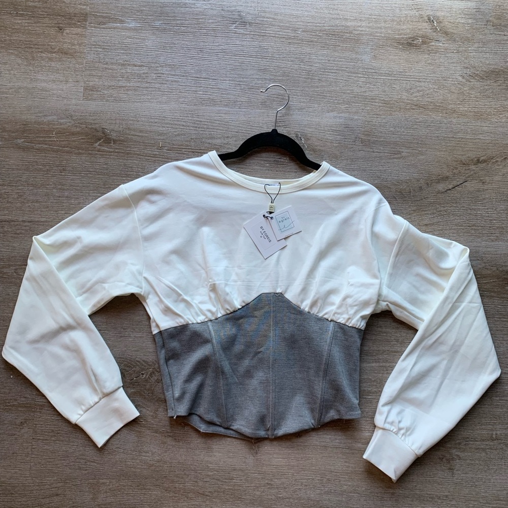 Sexy grey and white casual top